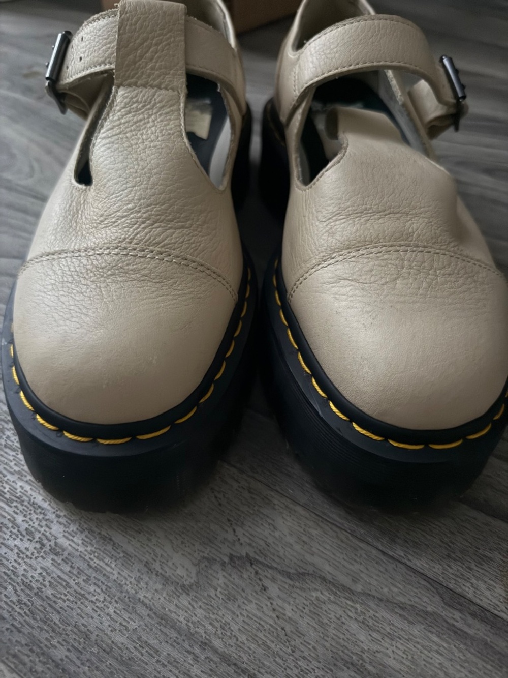 Dr. Martens Bethan Platform T-Bar Mary Jane Cream Off-White Leather | Size US Wo - Picture 3 of 5